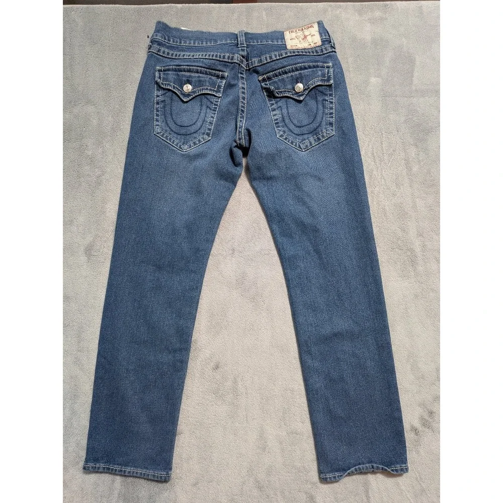 True Religion Mens Appx. 34x32 Jeans Geno Blue Relaxed Slim Denim 34